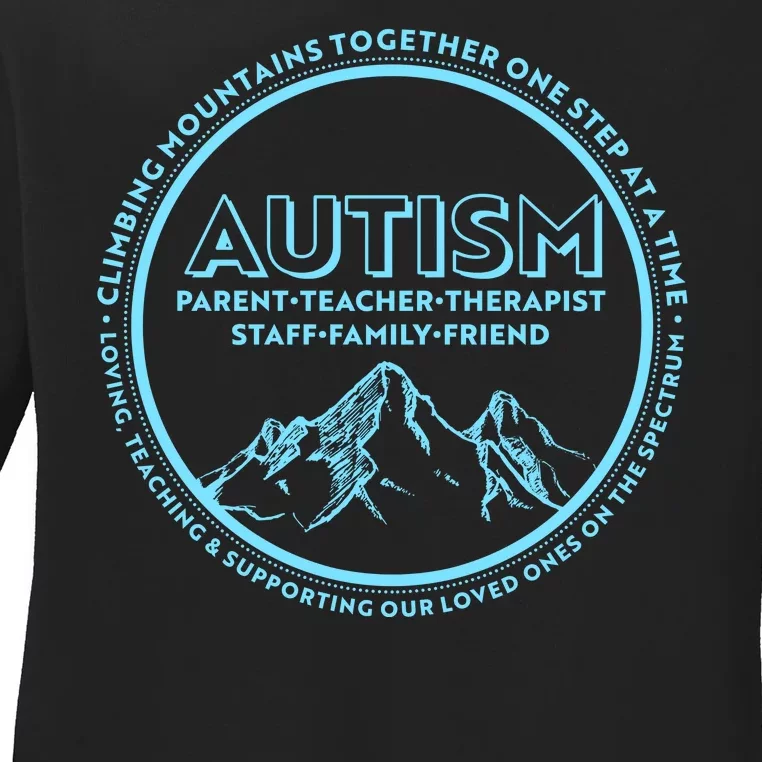 Autism Climbing Mountains Together Ladies Long Sleeve Shirt