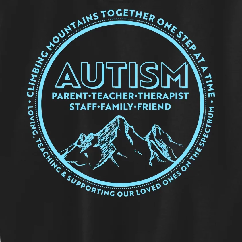 Autism Climbing Mountains Together Kids Sweatshirt