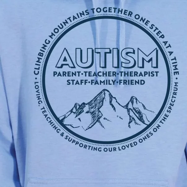 Autism Climbing Mountains Together Unisex Surf Hoodie