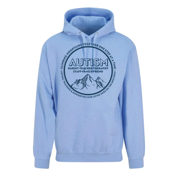 Autism Climbing Mountains Together Unisex Surf Hoodie