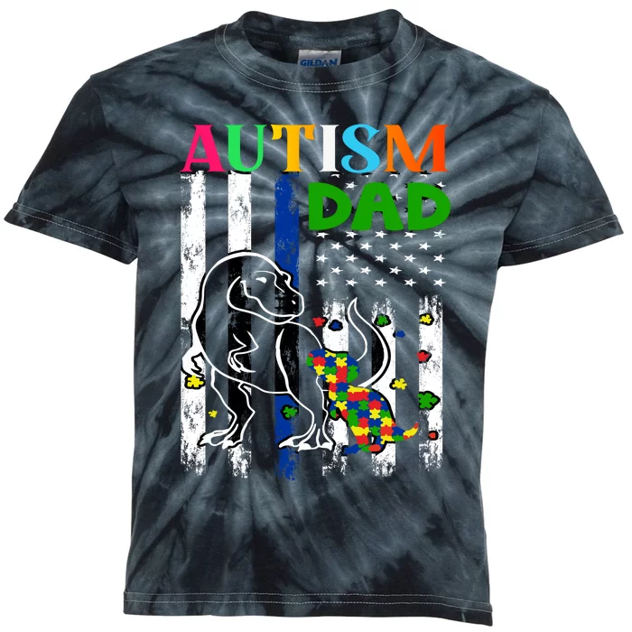 Autism Dad Kids Tie-Dye T-Shirt