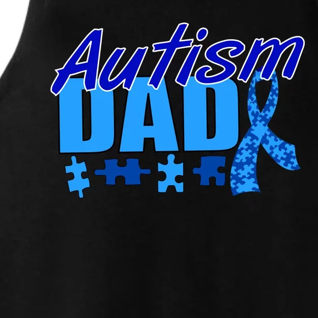 Autism Dad Awareness Ribbon Ladies Tri-Blend Wicking Tank