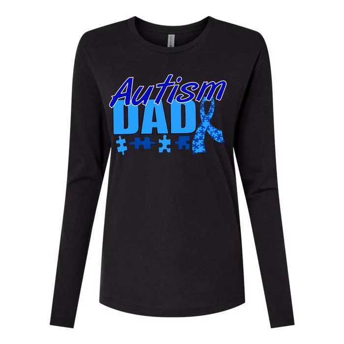 Autism Dad Awareness Ribbon Womens Cotton Relaxed Long Sleeve T-Shirt