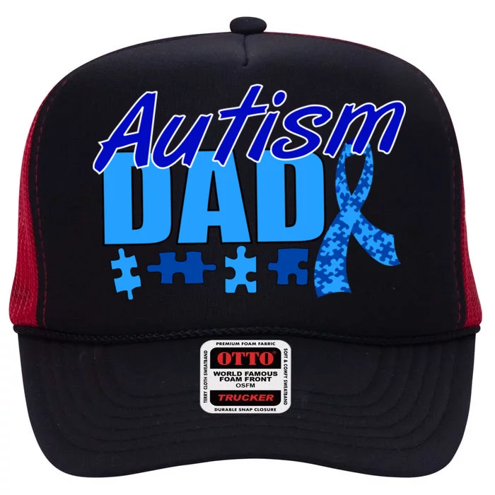 Autism Dad Awareness Ribbon High Crown Mesh Trucker Hat