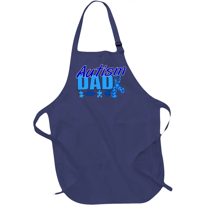 Autism Dad Awareness Ribbon Full-Length Apron With Pocket