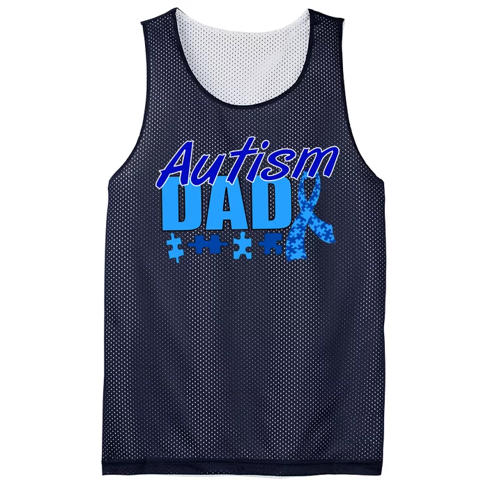 Autism Dad Awareness Ribbon Mesh Reversible Basketball Jersey Tank