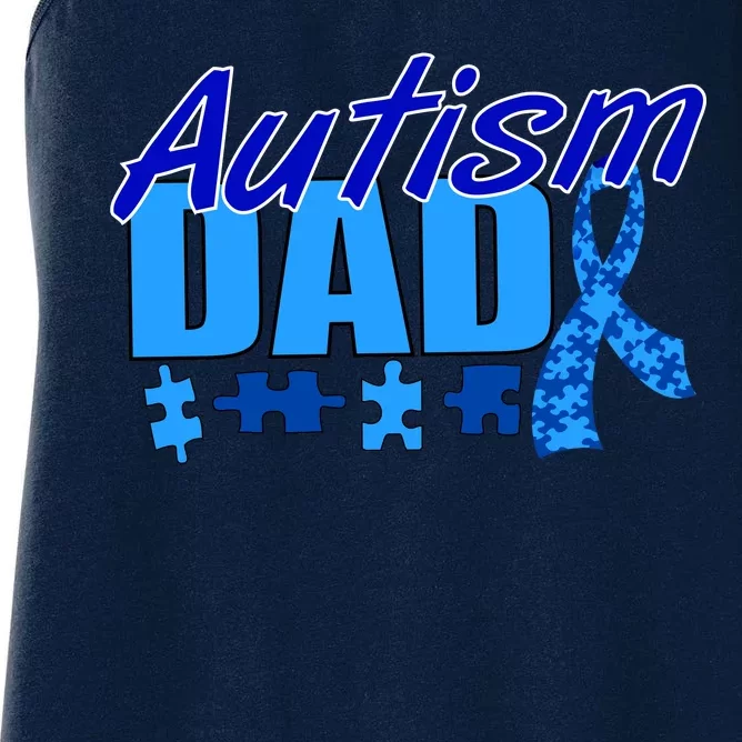 Autism Dad Awareness Ribbon Women's Racerback Tank