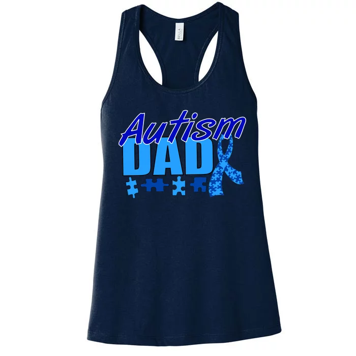 Autism Dad Awareness Ribbon Women's Racerback Tank