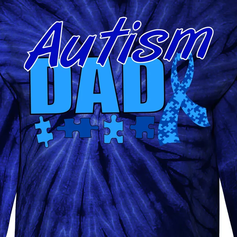 Autism Dad Awareness Ribbon Tie-Dye Long Sleeve Shirt