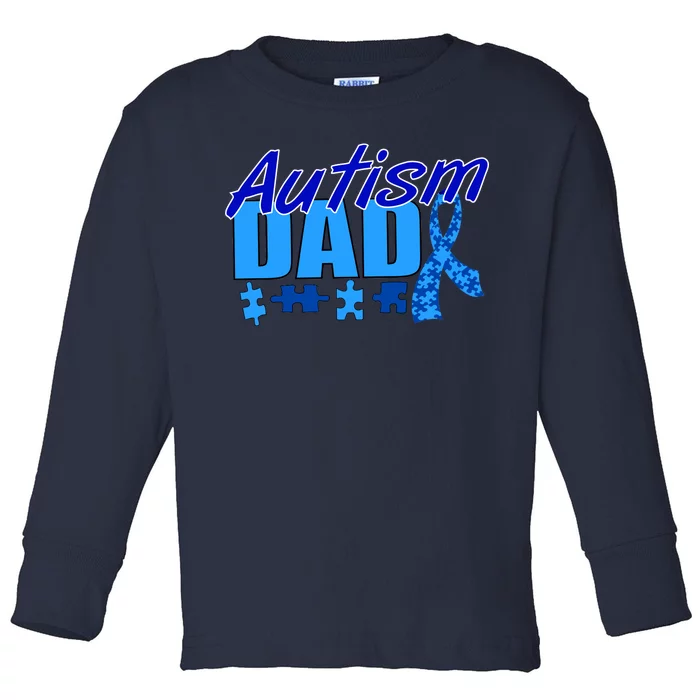 Autism Dad Awareness Ribbon Toddler Long Sleeve Shirt