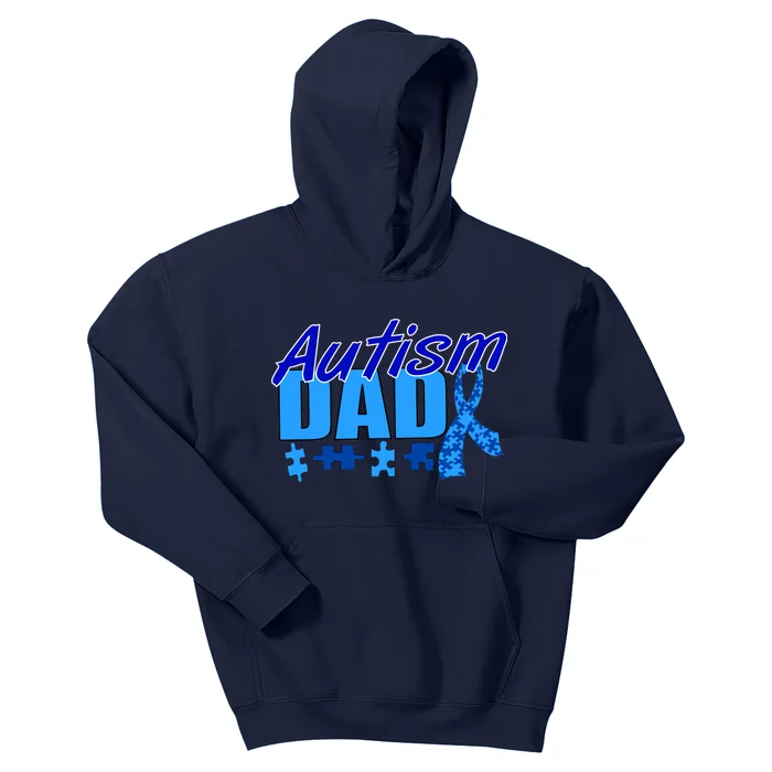 Autism Dad Awareness Ribbon Kids Hoodie