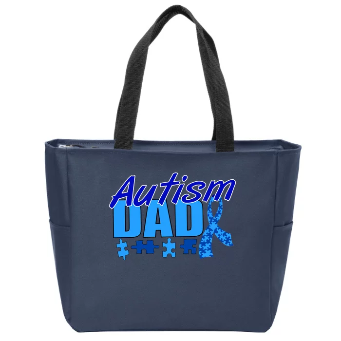 Autism Dad Awareness Ribbon Zip Tote Bag