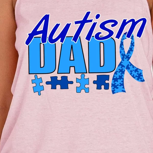 Autism Dad Awareness Ribbon Women's Knotted Racerback Tank