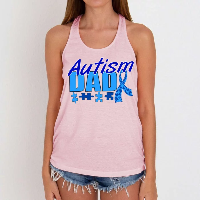 Autism Dad Awareness Ribbon Women's Knotted Racerback Tank