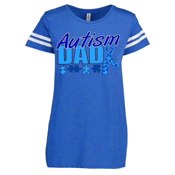 Autism Dad Awareness Ribbon Enza Ladies Jersey Football T-Shirt