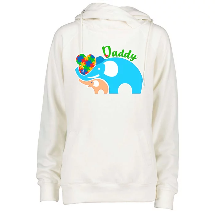 Autism Daddy Cute Elephant Womens Funnel Neck Pullover Hood