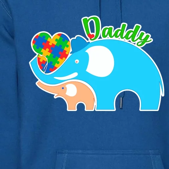 Autism Daddy Cute Elephant Premium Hoodie