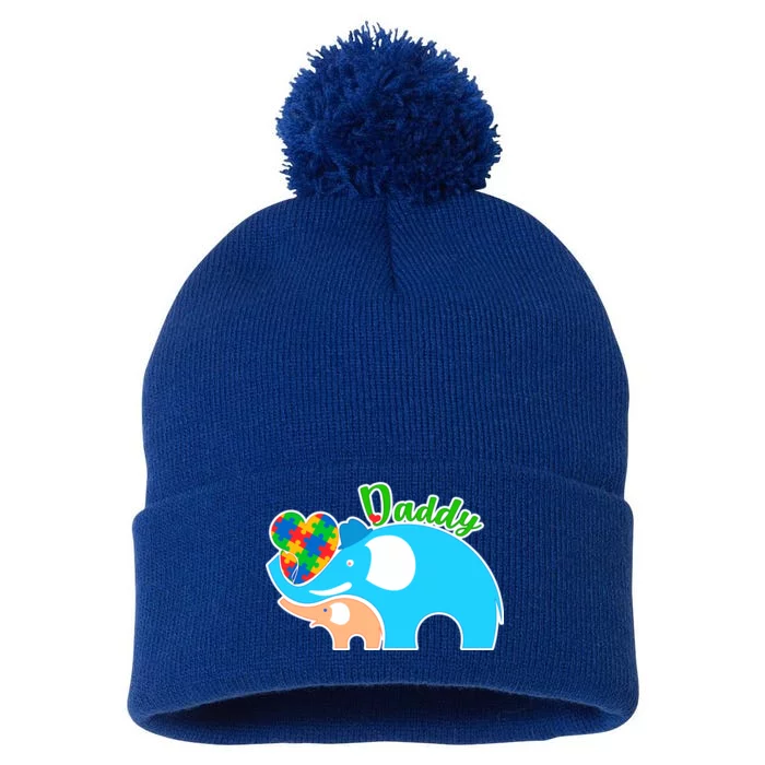 Autism Daddy Cute Elephant Pom Pom 12in Knit Beanie