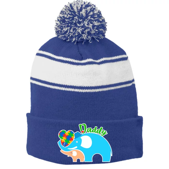 Autism Daddy Cute Elephant Stripe Pom Pom Beanie