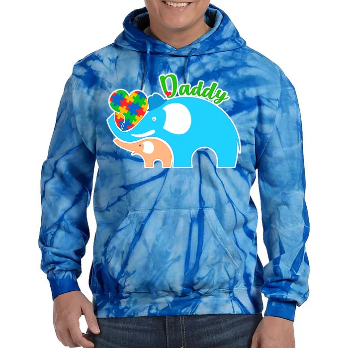 Autism Daddy Cute Elephant Tie Dye Hoodie