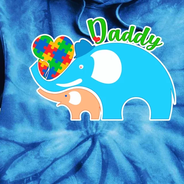 Autism Daddy Cute Elephant Tie Dye Hoodie