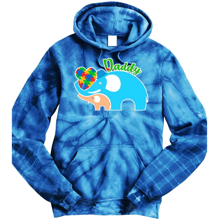 Autism Daddy Cute Elephant Tie Dye Hoodie