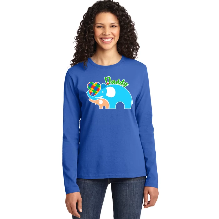 Autism Daddy Cute Elephant Ladies Long Sleeve Shirt