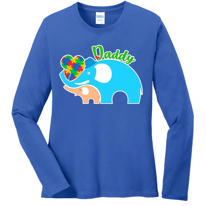 Autism Daddy Cute Elephant Ladies Long Sleeve Shirt