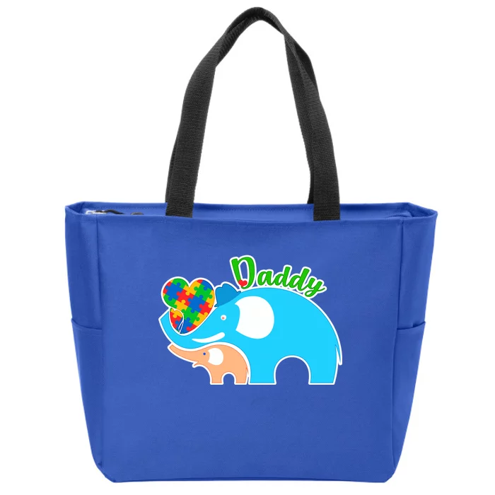 Autism Daddy Cute Elephant Zip Tote Bag