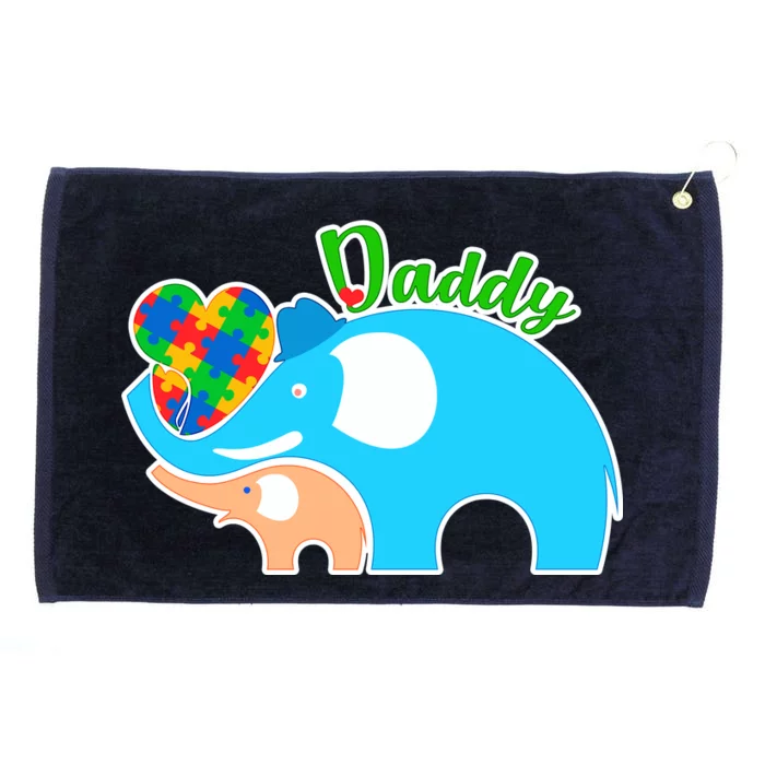 Autism Daddy Cute Elephant Grommeted Golf Towel