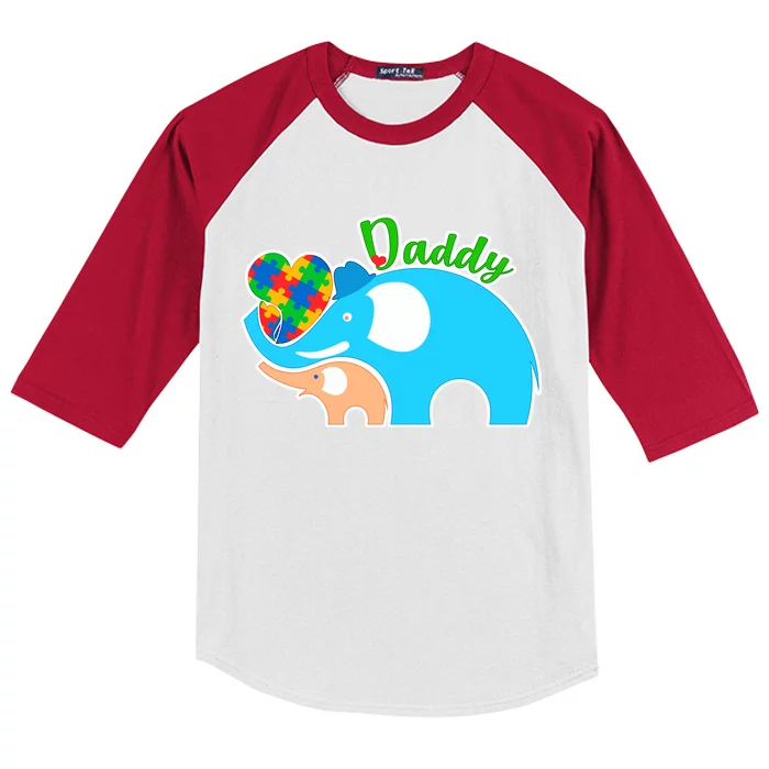 Autism Daddy Cute Elephant Kids Colorblock Raglan Jersey