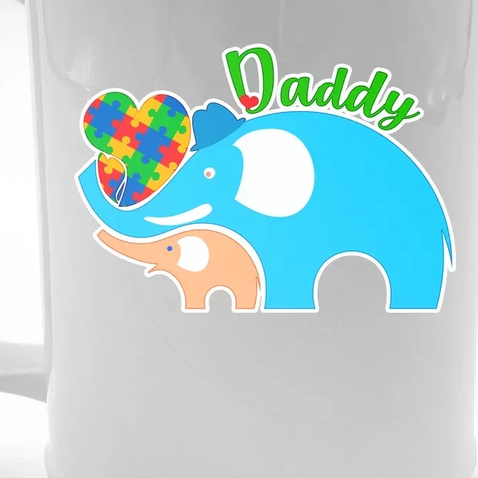 Autism Daddy Cute Elephant Front & Back Beer Stein