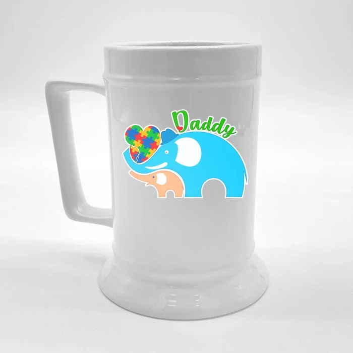 Autism Daddy Cute Elephant Front & Back Beer Stein