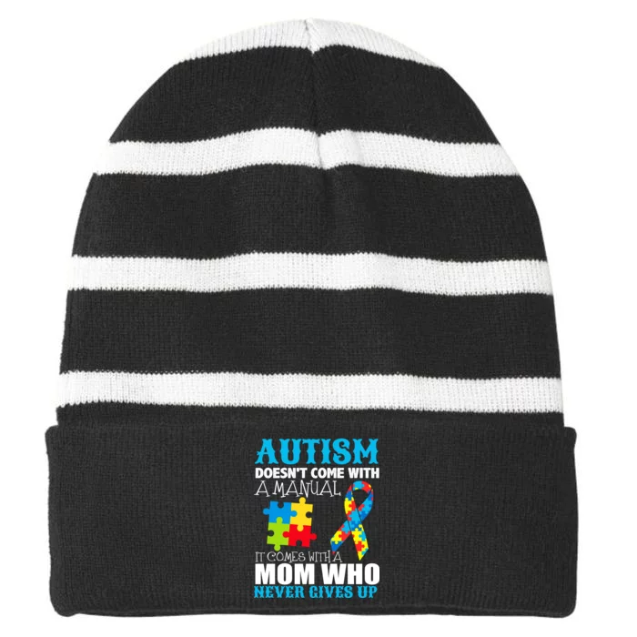 Autism Doesn't Come With A Manual Striped Beanie with Solid Band