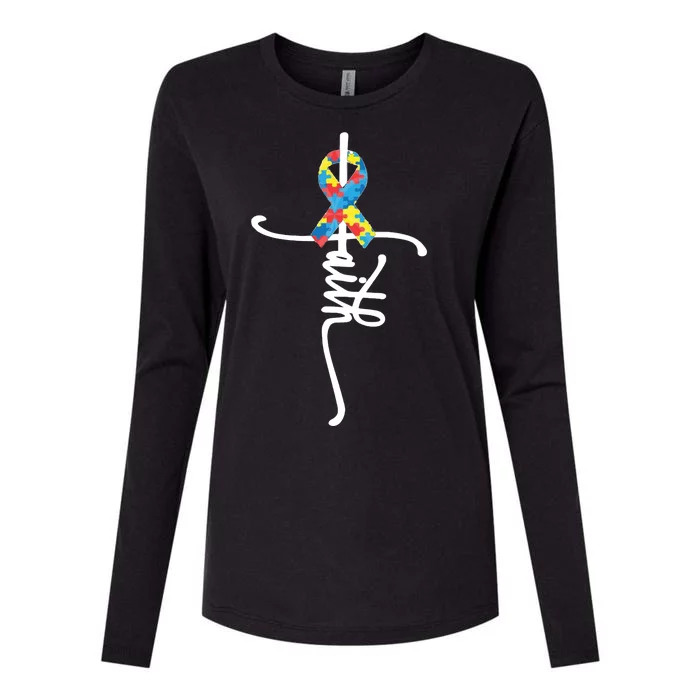 Autism Faith Puzzle Ribbon Womens Cotton Relaxed Long Sleeve T-Shirt