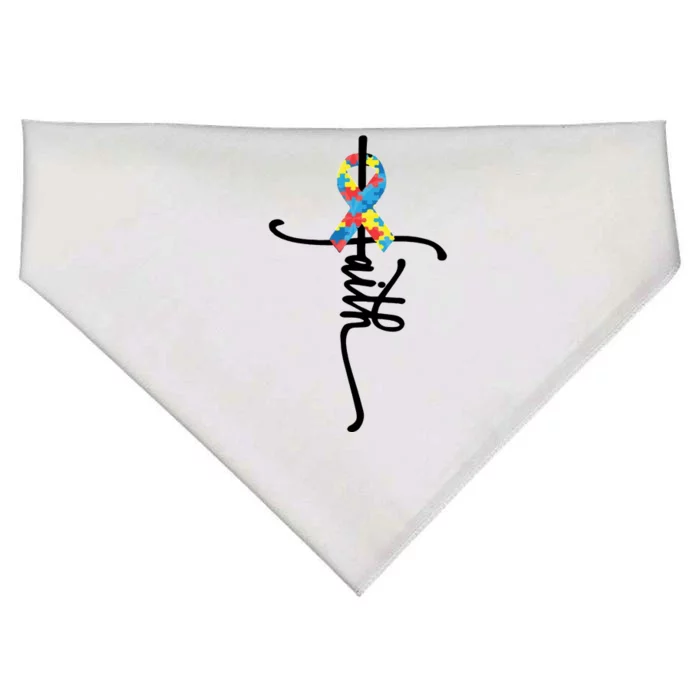 Autism Faith Puzzle Ribbon USA-Made Doggie Bandana