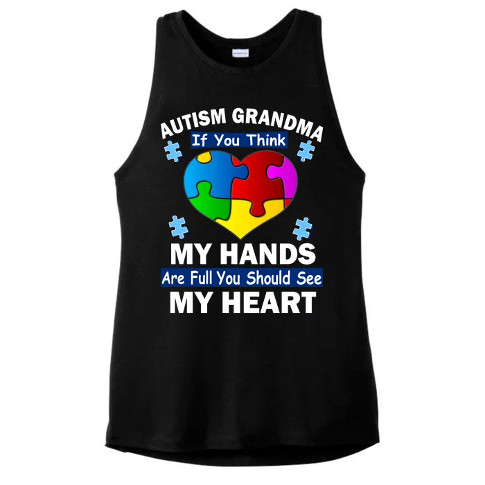 Autism Grandma My Hands Are Full You Should See My Heart Ladies Tri-Blend Wicking Tank