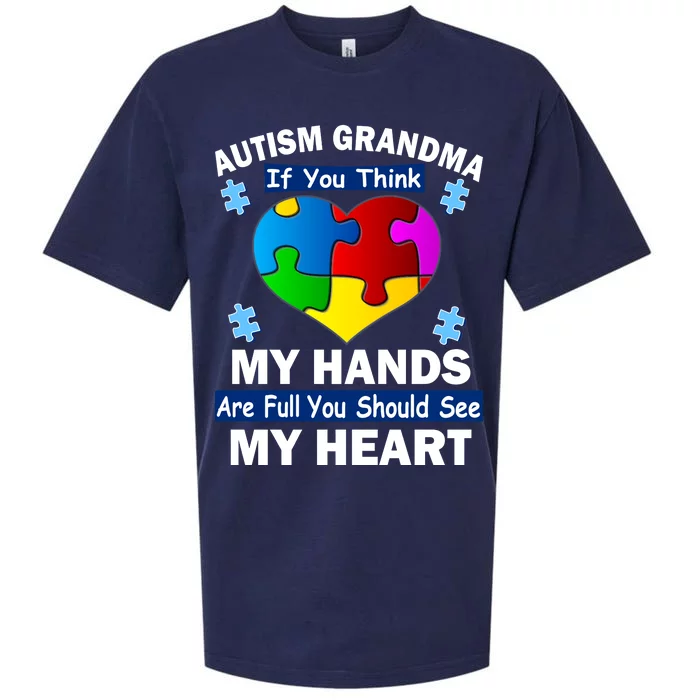 Autism Grandma My Hands Are Full You Should See My Heart Sueded Cloud Jersey T-Shirt