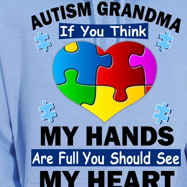 Autism Grandma My Hands Are Full You Should See My Heart Unisex Surf Hoodie