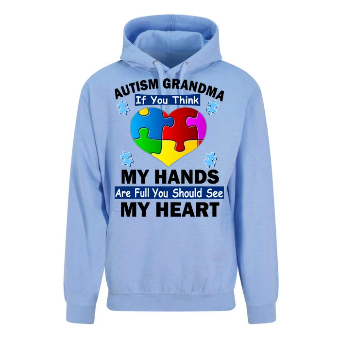 Autism Grandma My Hands Are Full You Should See My Heart Unisex Surf Hoodie