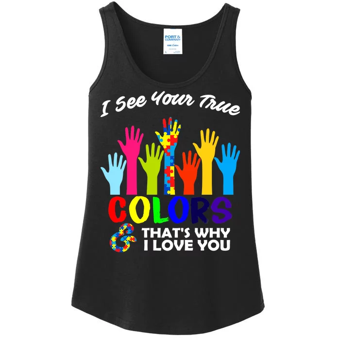 Autism Hand Of Puzzles See Your True Colors Ladies Essential Tank