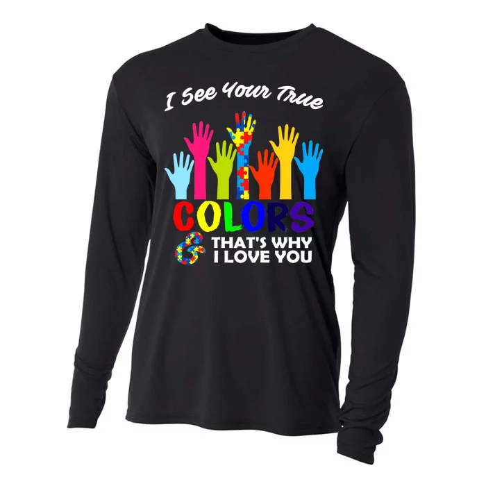 Autism Hand Of Puzzles See Your True Colors Cooling Performance Long Sleeve Crew