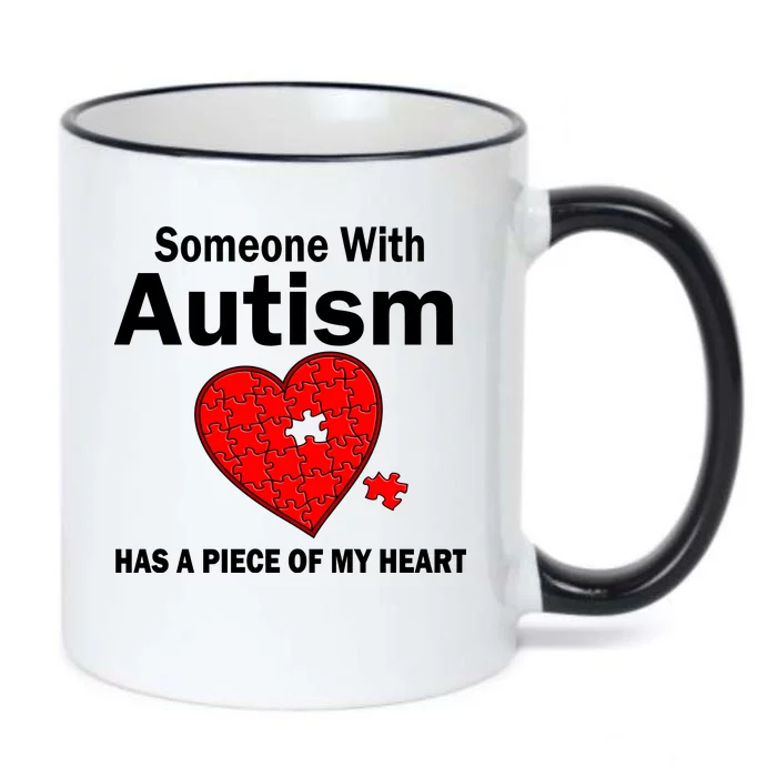 Autism Has A Piece Of My Heart Black Color Changing Mug