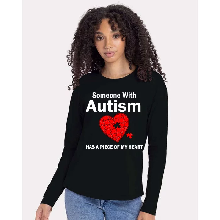 Autism Has A Piece Of My Heart Womens Cotton Relaxed Long Sleeve T-Shirt