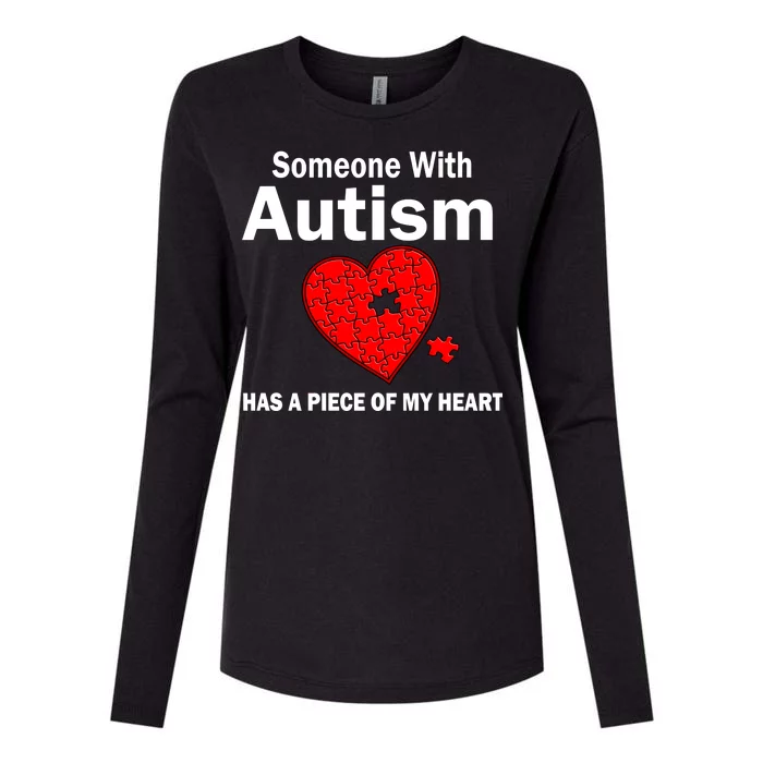 Autism Has A Piece Of My Heart Womens Cotton Relaxed Long Sleeve T-Shirt