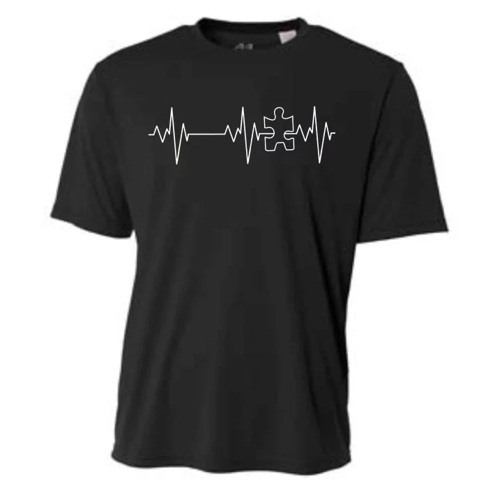 Autism Heartbeat Pulse Puzzle Cooling Performance Crew T-Shirt