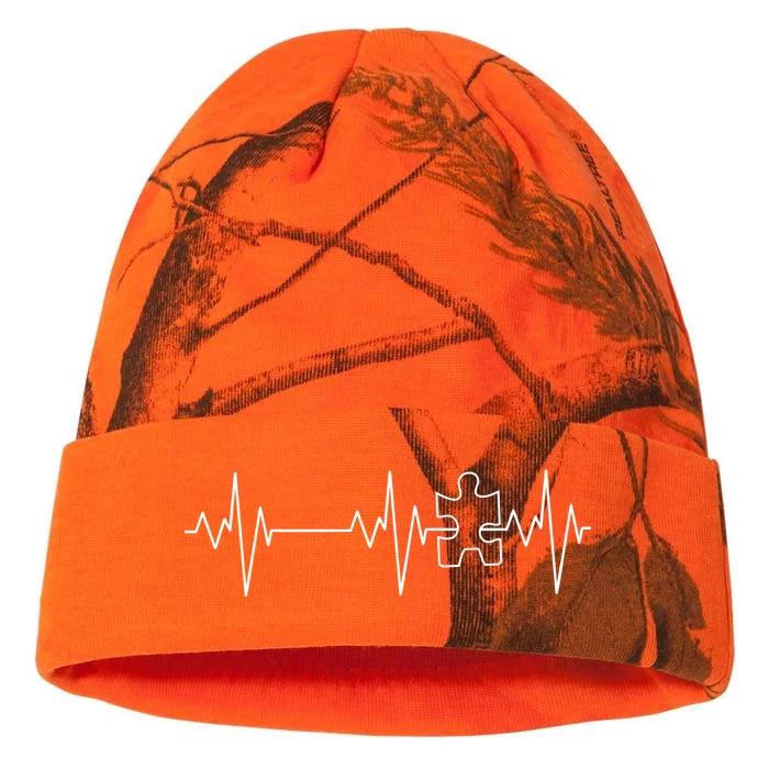 Autism Heartbeat Pulse Puzzle Kati - 12in Camo Beanie