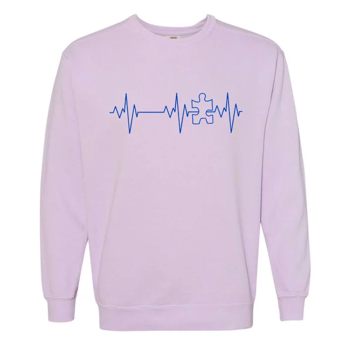 Autism Heartbeat Pulse Puzzle Garment-Dyed Sweatshirt