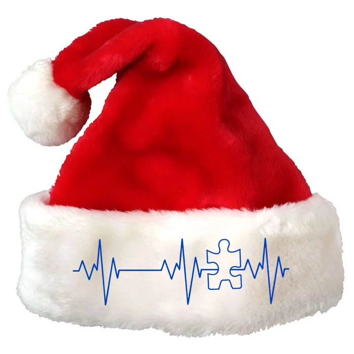 Autism Heartbeat Pulse Puzzle Premium Christmas Santa Hat