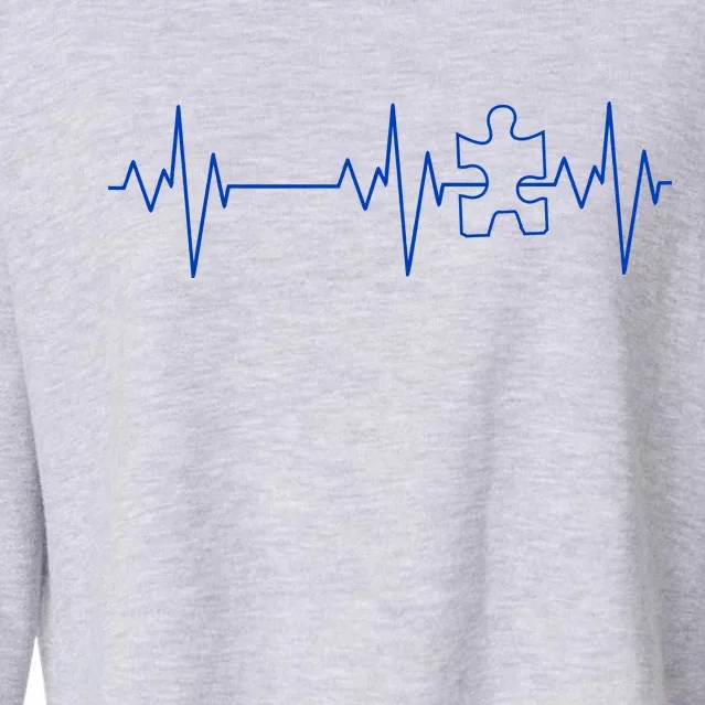 Autism Heartbeat Pulse Puzzle Cropped Pullover Crew